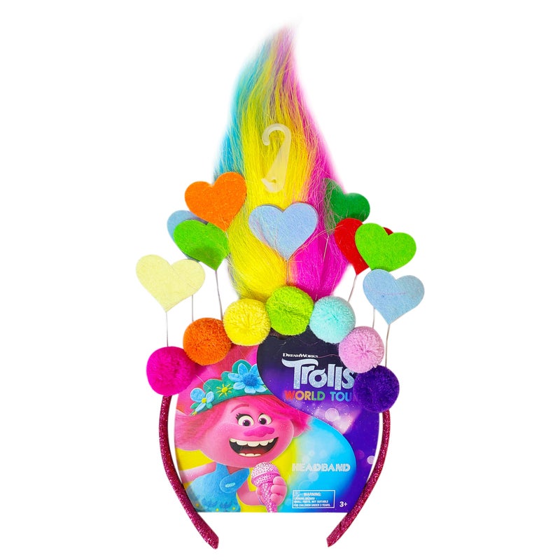 LUV HER Kids' Trolls World Tour Headband with Wig for Girls - Costume Accessories - Image 1